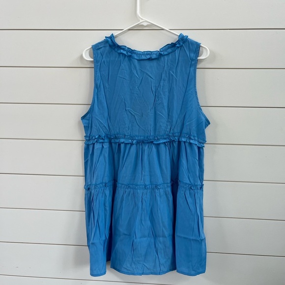 BiBi Blue Sleeveless Ruffle Blouse - Picture 2 of 4